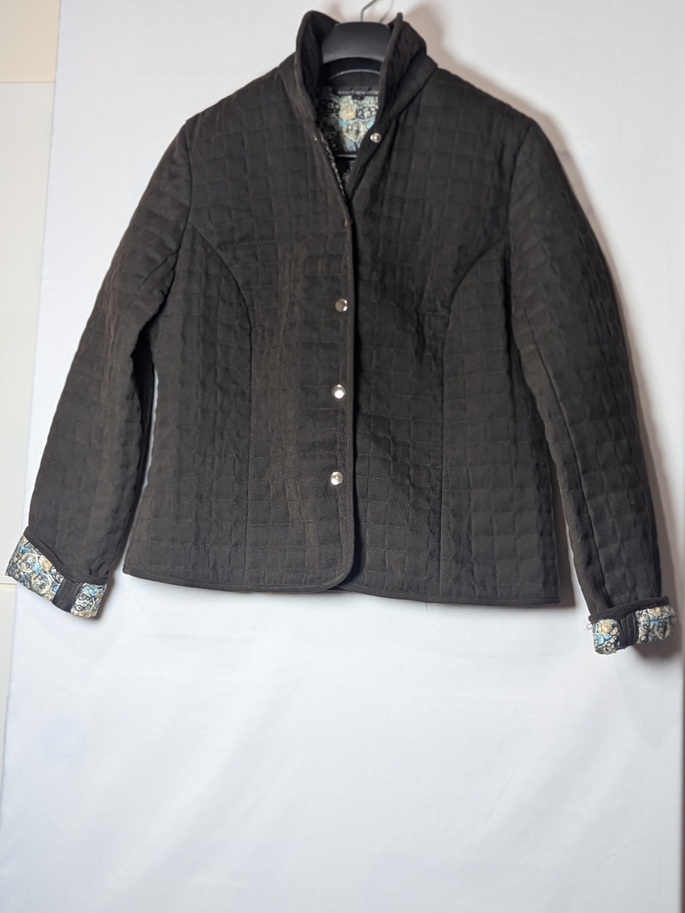 Briggs New York Quilted Jacket Women’s 14P Brown Paisley Floral Lined Button Fro